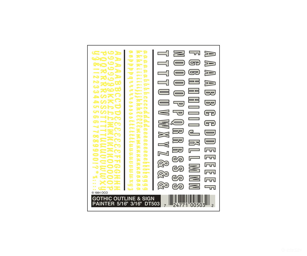 Woodland Scenics 503 Decal - Gothic Outline & Sign Painter Decals