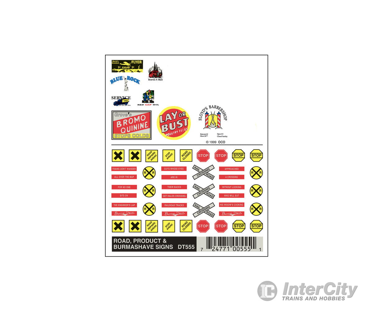 Woodland Scenics 555 Decal - Road Pro - Duct & Burmashave Signs Decals