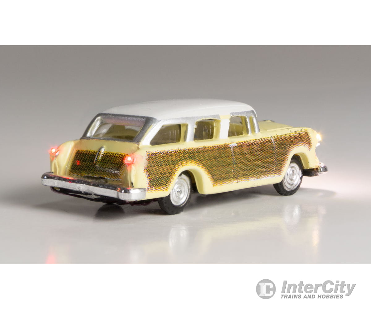 Woodland Scenics 5619 Station Wagon - Just Plug(R) Lighted Vehicle - - Yellow With Wood Sides Cars