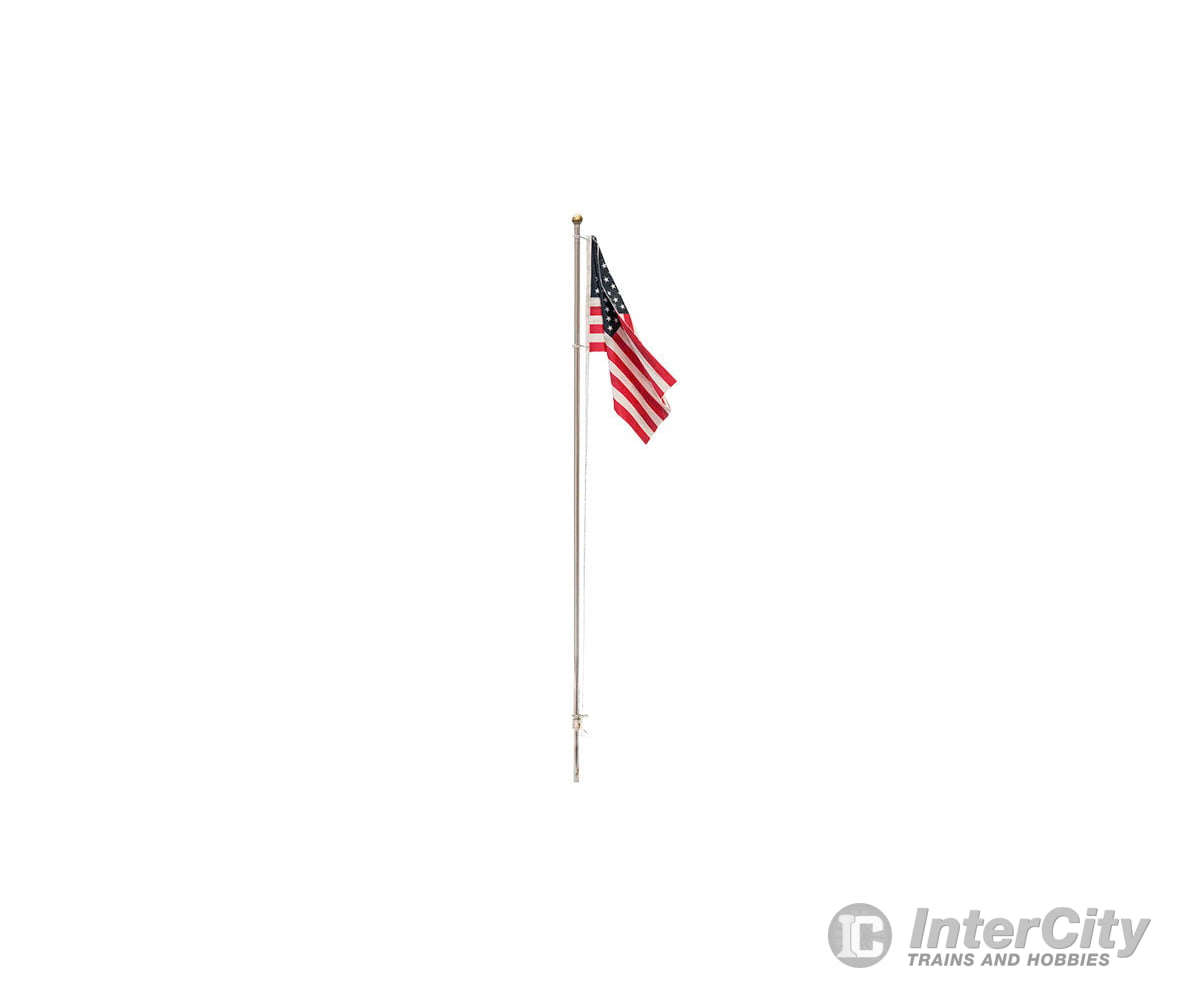Woodland Scenics 5952 Flag Pole With U.s. - Just Plug(Tm) - - Large 7 - 1/2’ 19Cm Tall Scenery