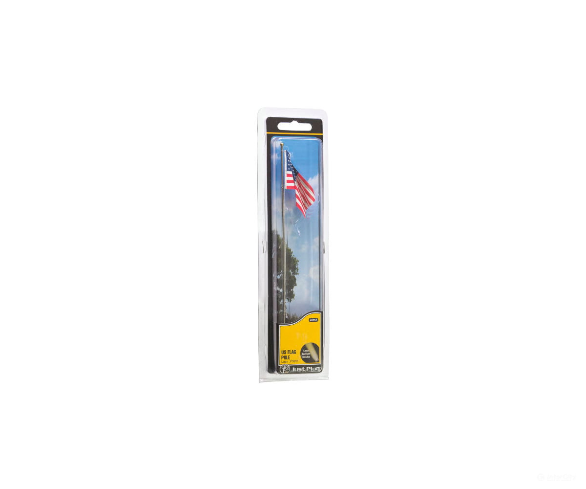 Woodland Scenics 5952 Flag Pole With U.s. - Just Plug(Tm) - - Large 7 - 1/2’ 19Cm Tall Scenery