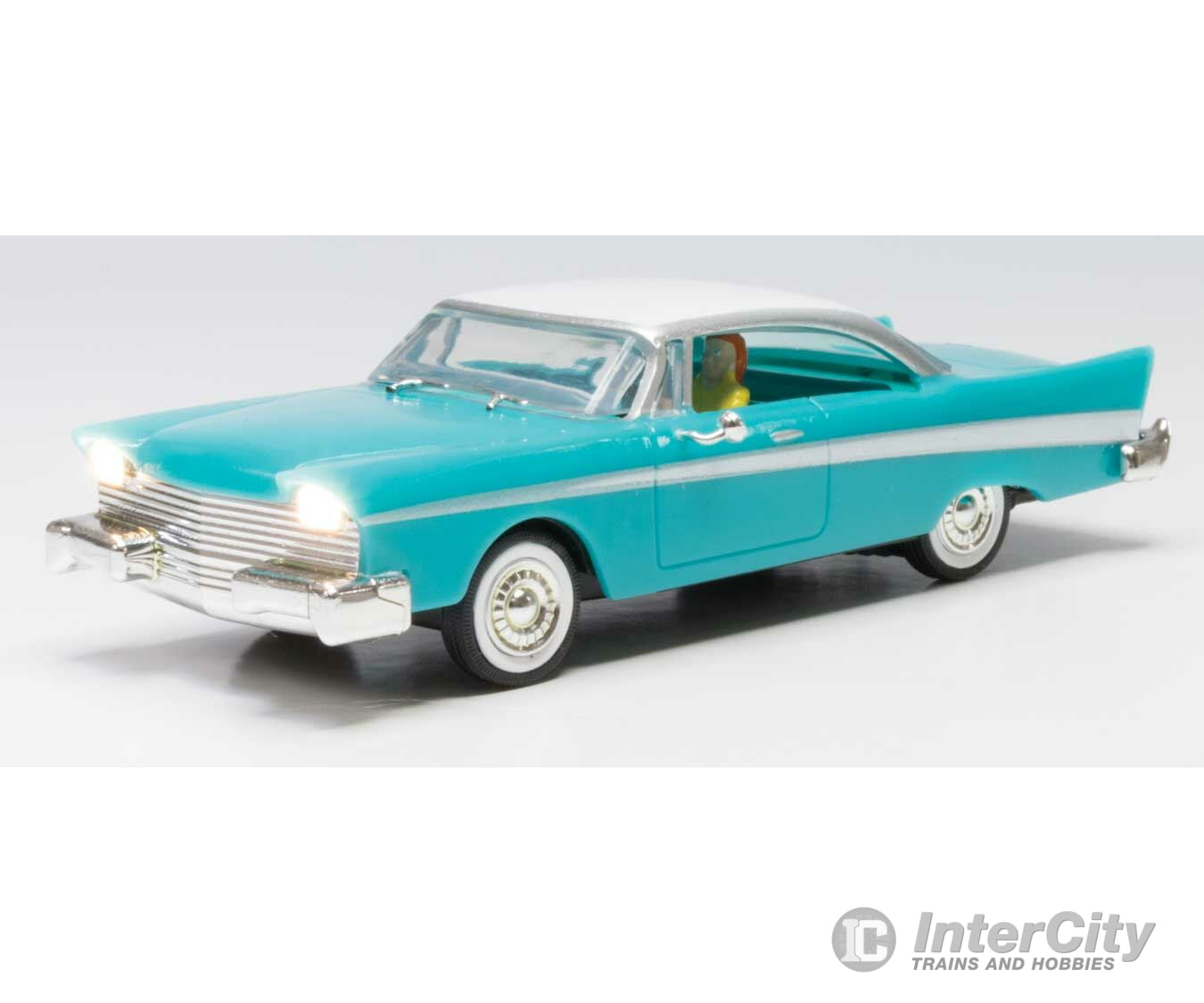 Woodland Scenics 5980 Fancy Fins - Just Plug(R) Lighted Vehicle -- Turquoise White Cars & Trucks