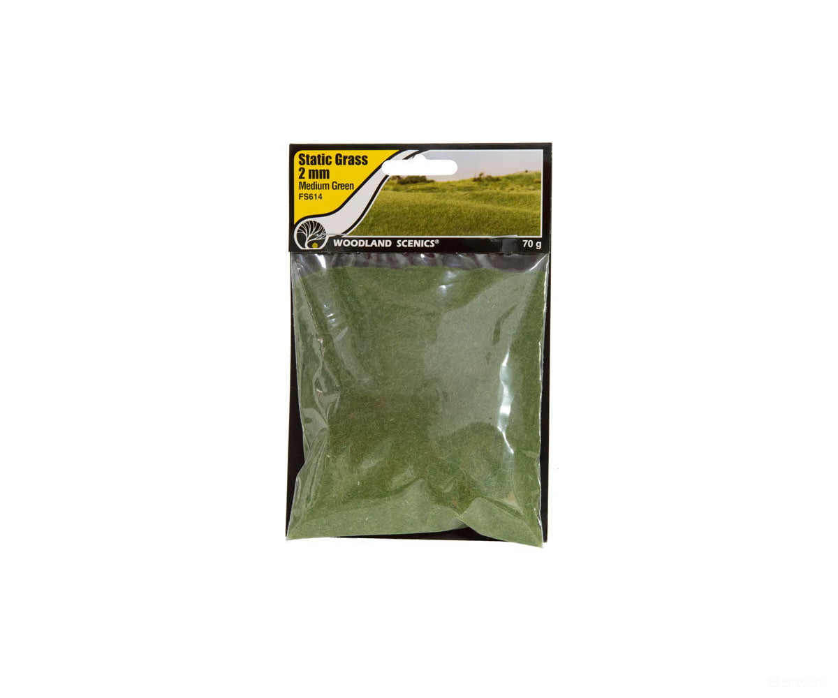 Woodland Scenics 614 Static Grass - Field System Medium Green 1/16’ 2Mm Fibers & Applicators