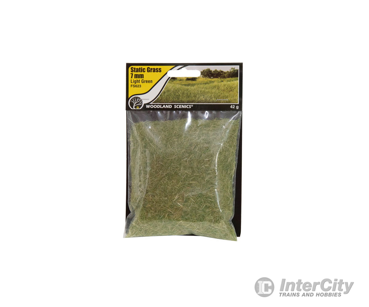 Woodland Scenics 623 Static Grass - Field System Light Green 1/4’ 7Mm Fibers & Applicators