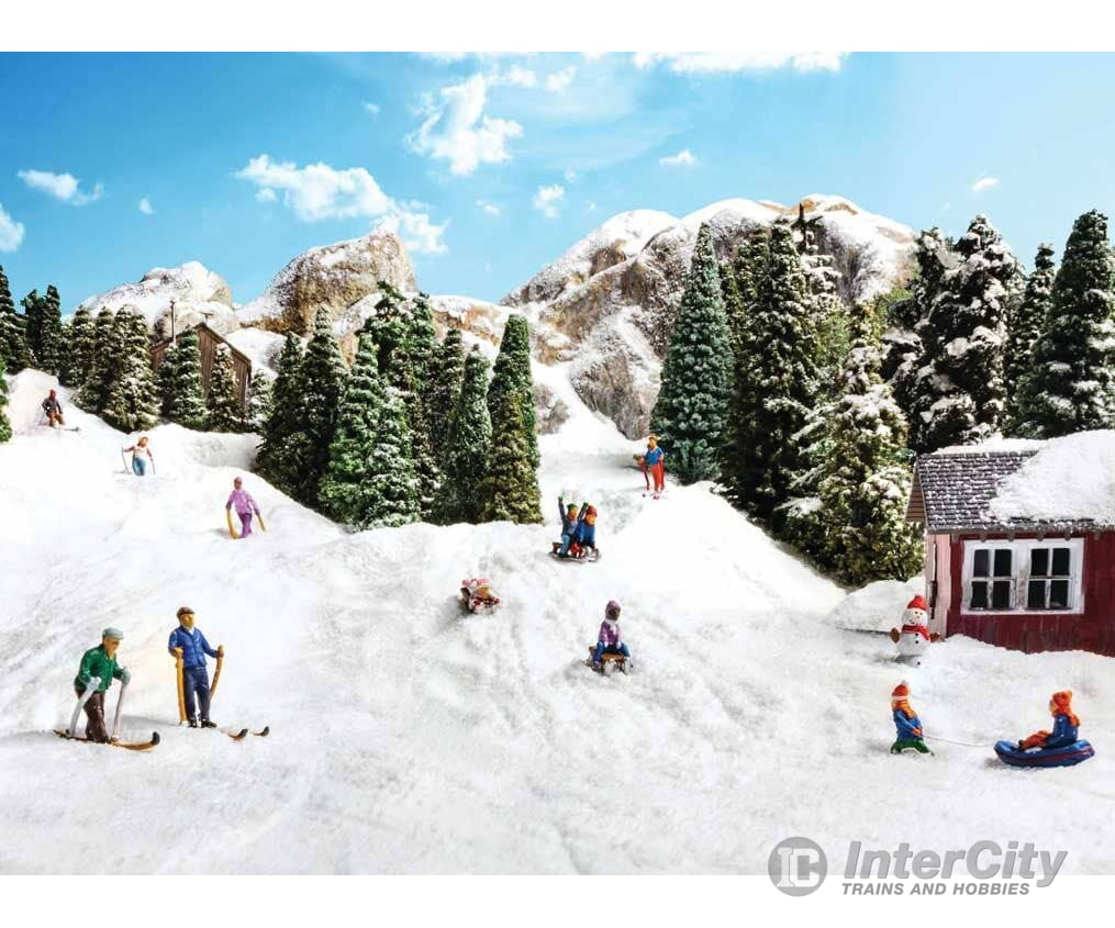 Woodland Scenics HO 1966 Children Sledding - Scenic Accents(R) - 5 Children Snowman Figures