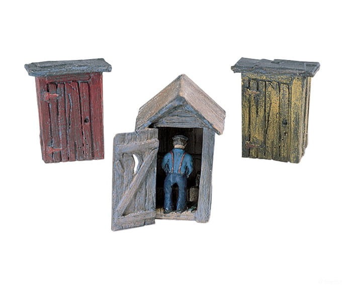 Woodland Scenics 214 3 Outhouses & Man - Scenic Details(R) Kit Scenery Details