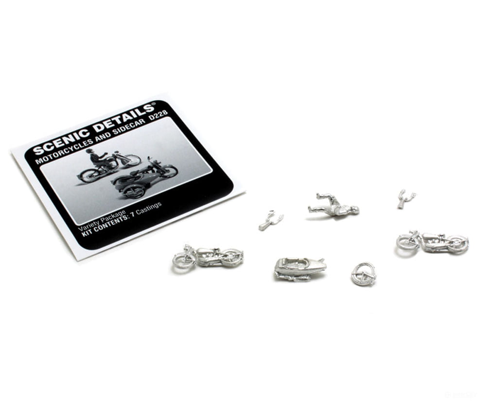 Woodland Scenics 228 Motorcycles W/Side Cars (Cast Metal Kit) & Trucks