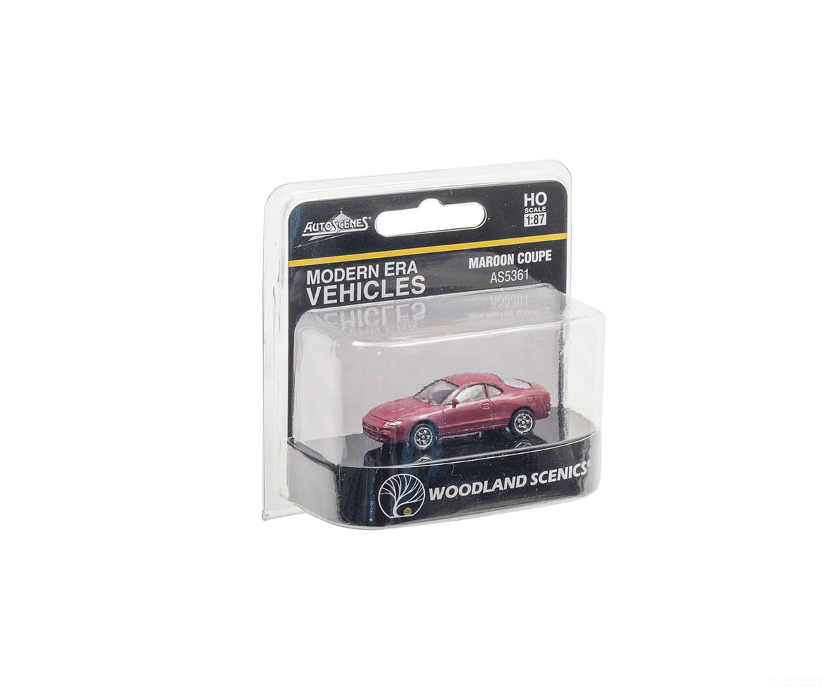 Woodland Scenics 5361 Coupe - Modern Era Vehicles Maroon Cars & Trucks