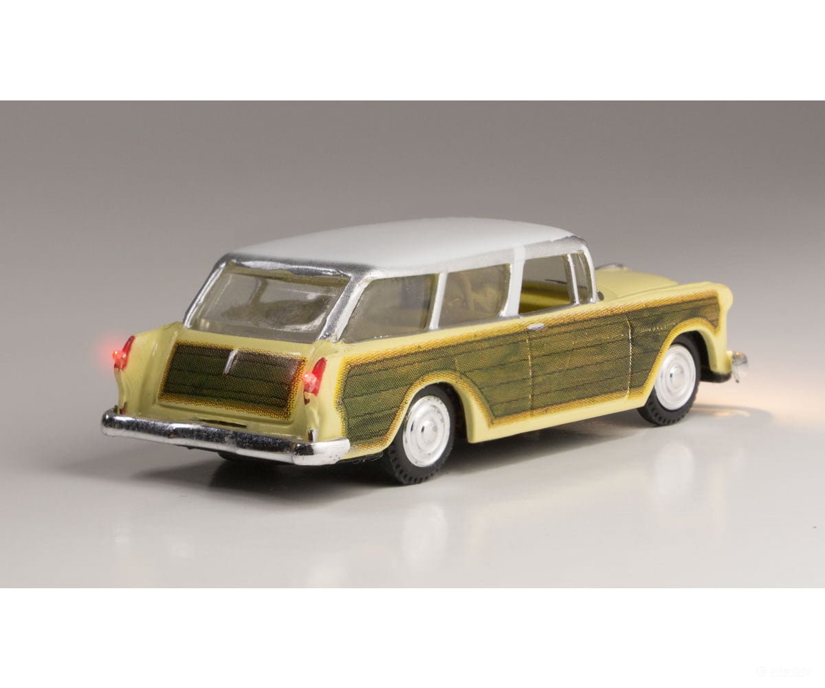 Woodland Scenics 5599 Station Wagon - Just Plug(R) Lighted Vehicle Yellow With Wood Sides Cars &