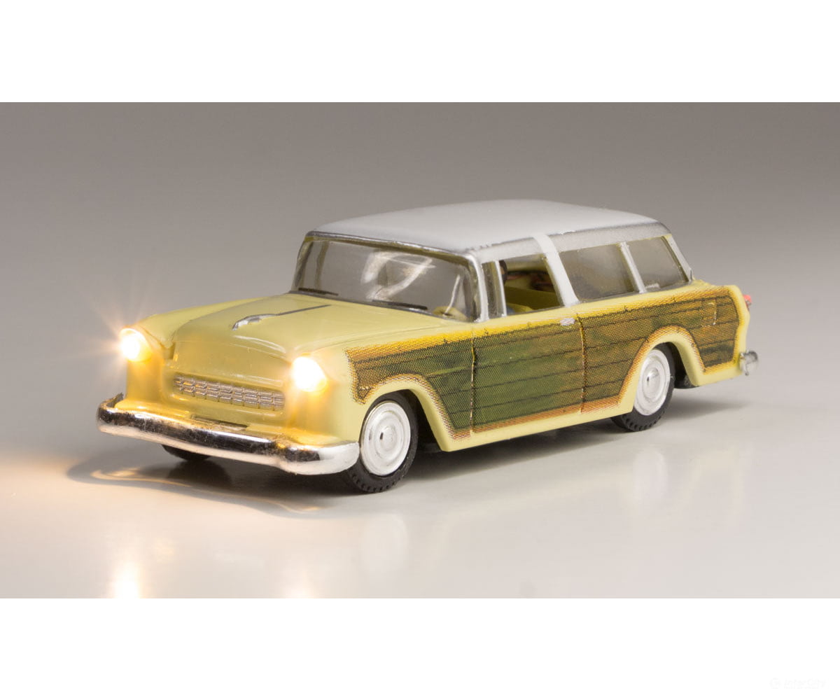 Woodland Scenics 5599 Station Wagon - Just Plug(R) Lighted Vehicle Yellow With Wood Sides Cars &
