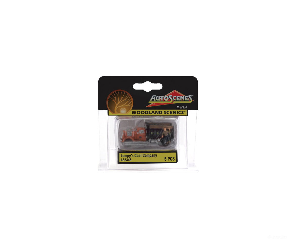 Woodland Scenics 5345 Lumpy’s Coal Company - Assembled Autoscenes(R) Cars & Trucks