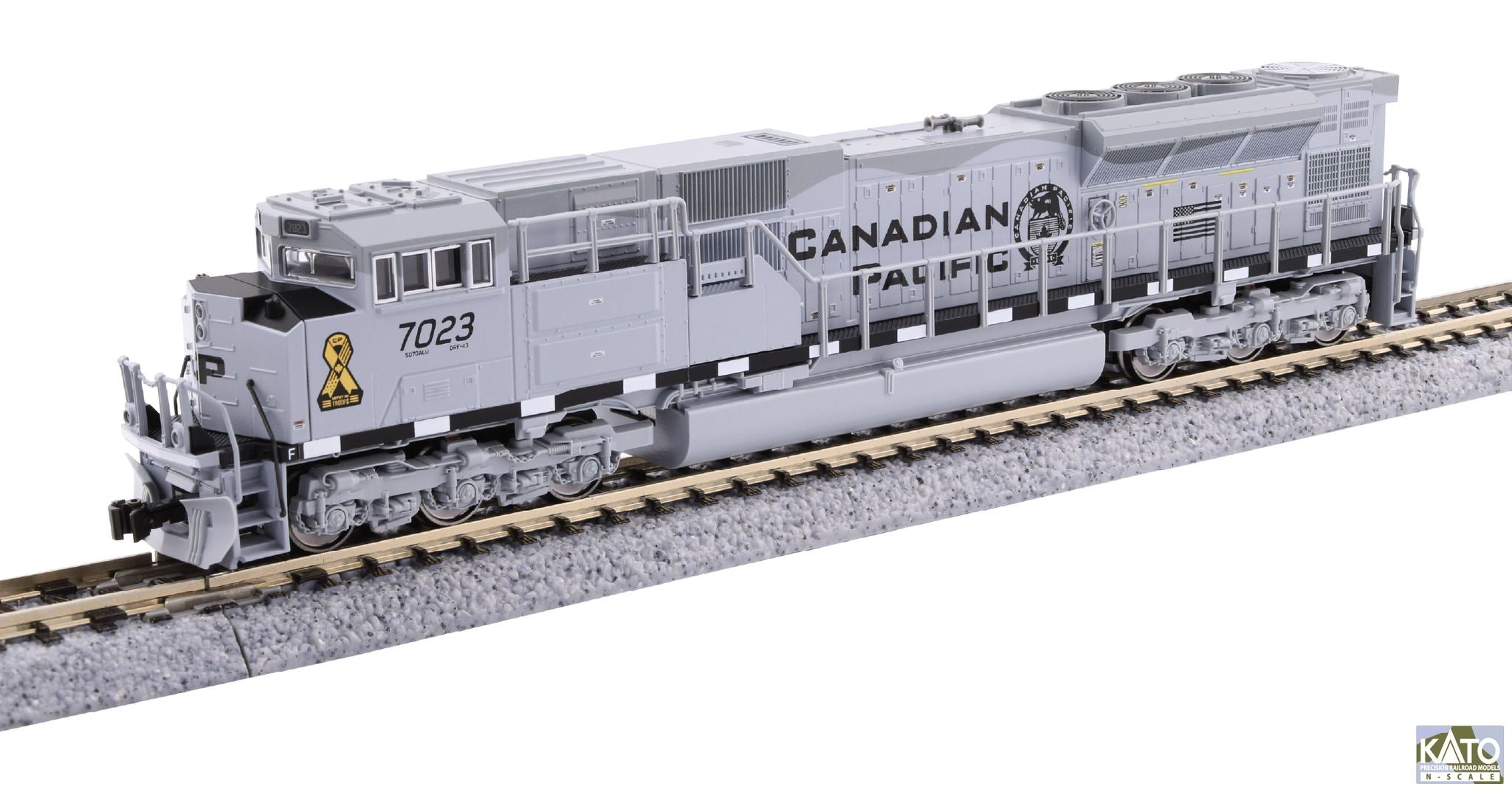 Kato 176-8544 N Canadian Pacific SD70ACu #7023 Air Force 2-Tone Grey Military Series