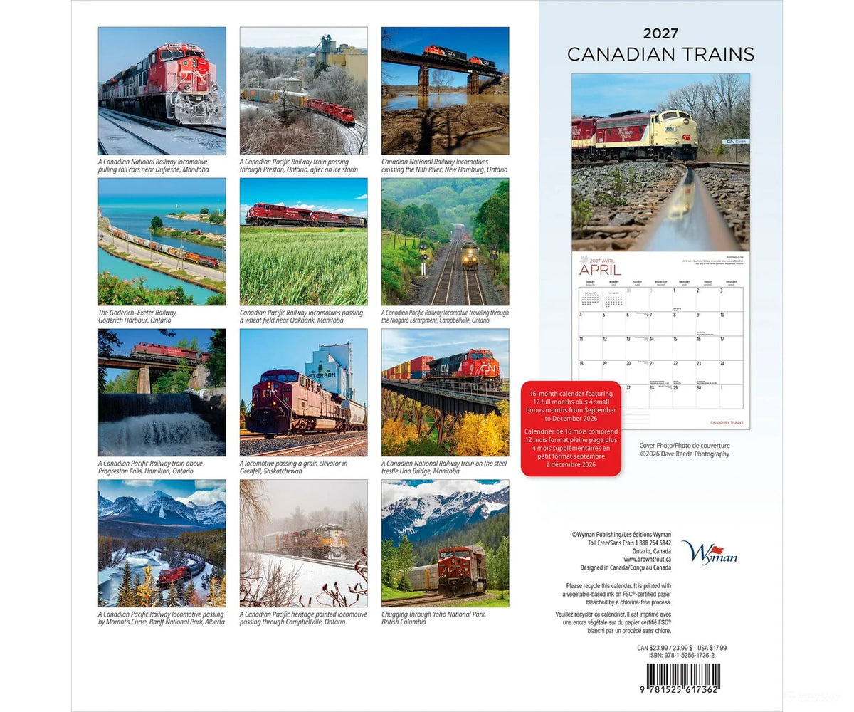 2027 Canadian Trains Calendar - Wyman Publishing - Calendars