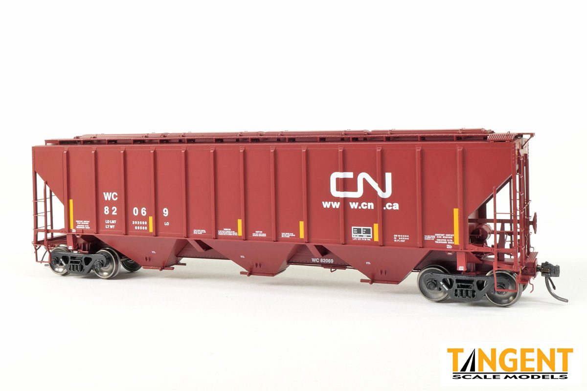 Tangent HO 21031-03 Canadian National (CN) “Ex-WC Conspicuity 2008+” PS4427 “High Side” Covered Hopper #82111