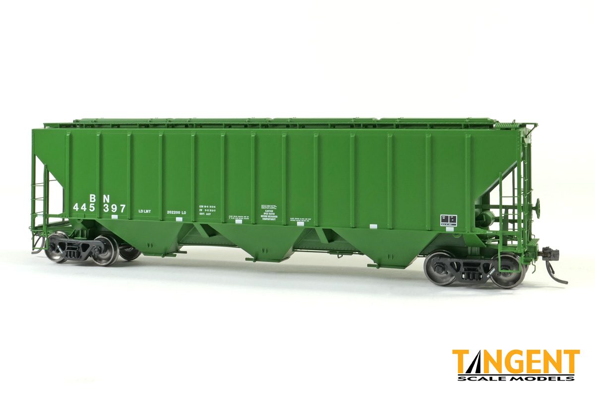 Tangent HO 21039-03 Burlington Northern (BN) “Logoless Repaint 1988” PS4427 “High Side” Covered Hopper #445397