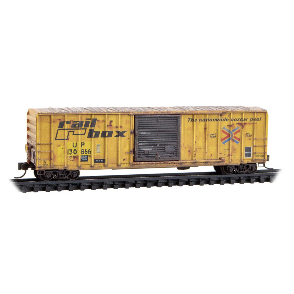 Micro Trains N 02544437 50' Rib-Side Boxcar Plug Door No Roofwalk - UP ex-Railbox Weathered