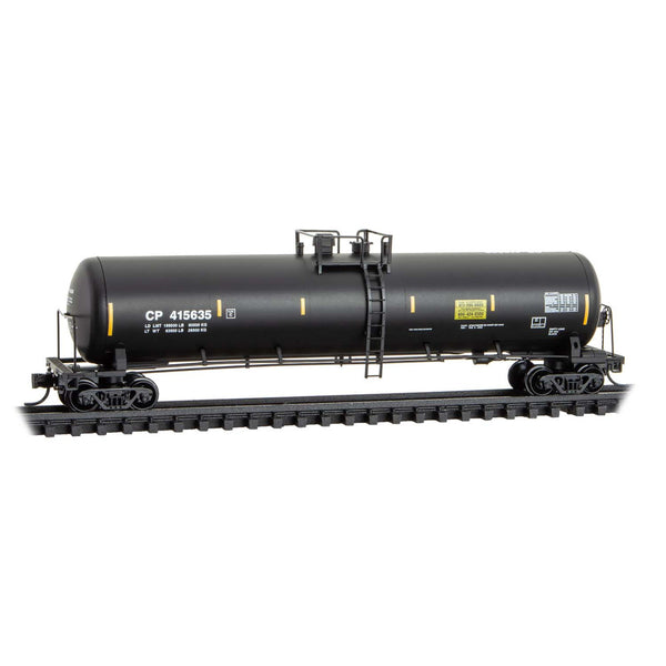 Micro Trains N 11000611 56' General-Service Tank Car - Canadian Pacific #415635 (black, yellow conspicuity marks)