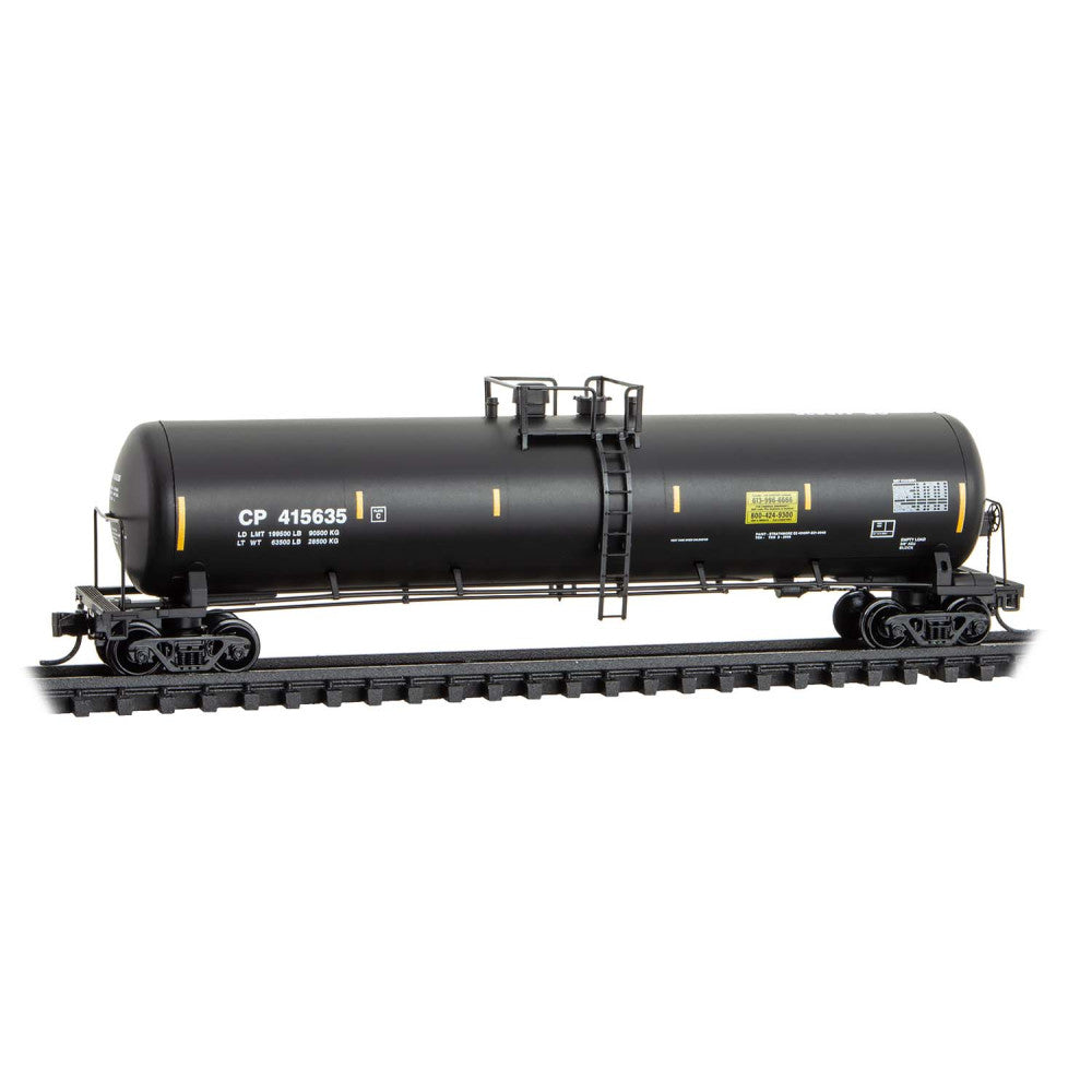 Micro Trains N 11000611 56' General-Service Tank Car - Canadian Pacific #415635 (black, yellow conspicuity marks)