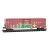 Micro Trains N 98302289 50' Rib-Side Plug-Door Boxcar No Roofwalk 3-Pack - BNSF Christmas Graffiti