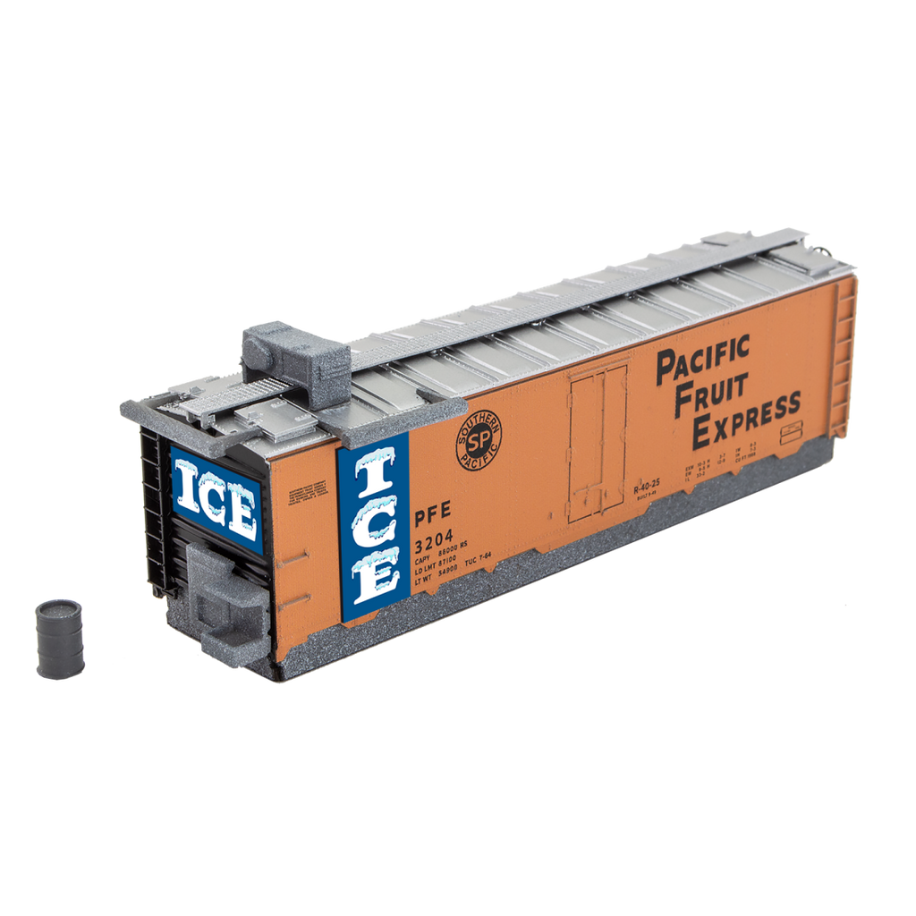 Micro Trains N 5900280 Ice Storage House - Former 40' Steel Ice Reefer - Kit - Pacific Fruit Express #3204 (orange)