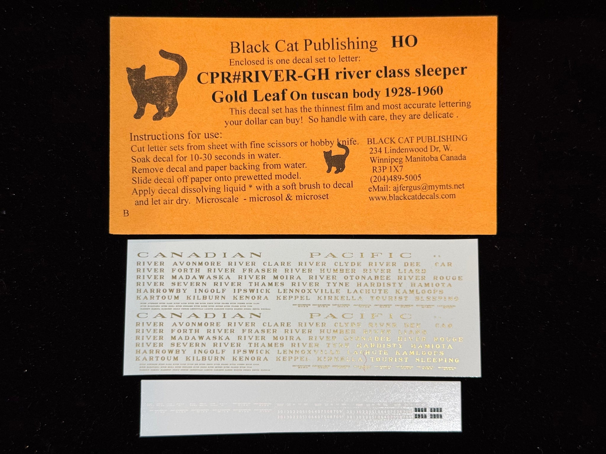 Black Cat Decals CPRRiver-GH HO River Class Sleepers Gold Leaf on Tuscan 1928-1960