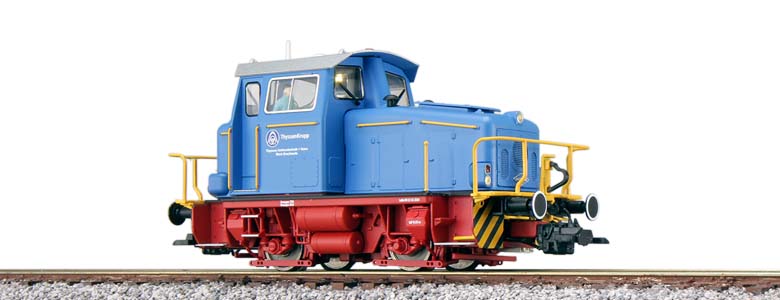ESU 31431 HO Diesel Locomotive KG230, ThyssenKrupp, blue, Era V, LokSound, Smoke unit, Automatic coupler, DC/AC