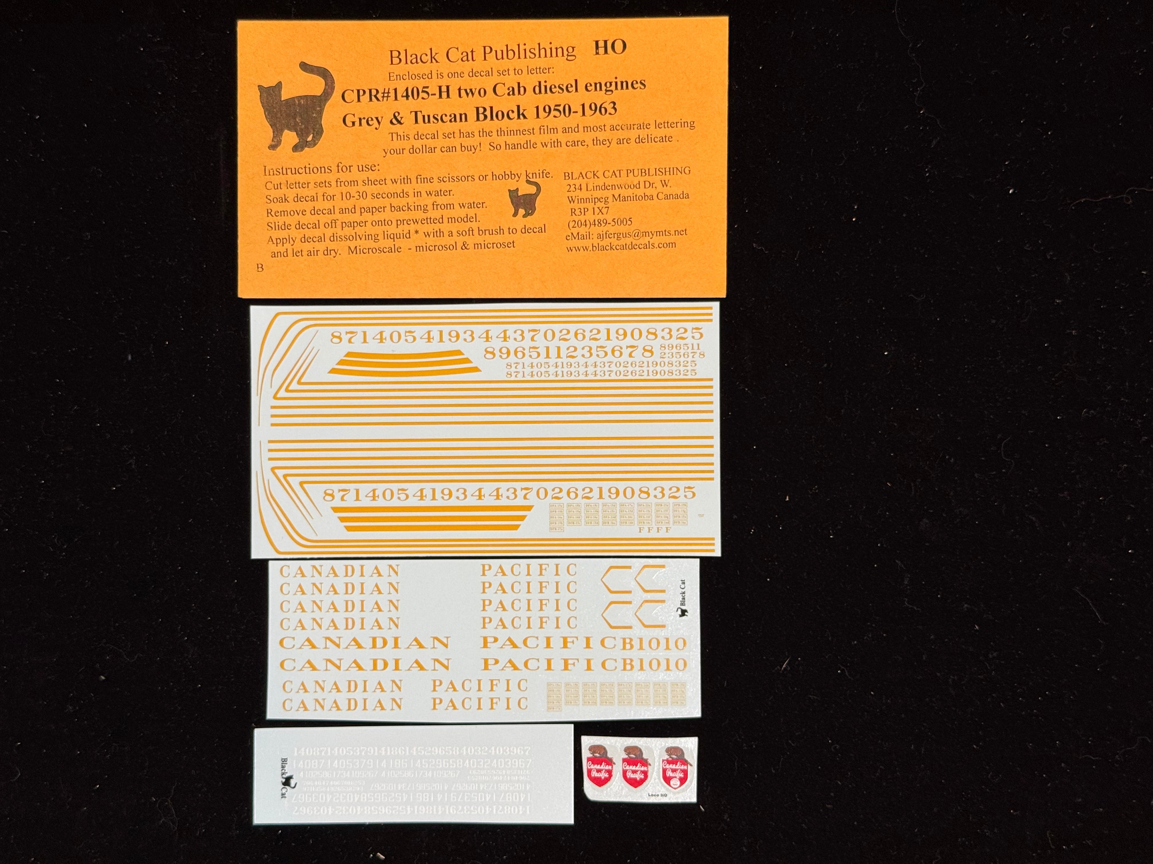 Black Cat Decals CPR1405-H HO Two Cab Diesel Engines Grey & Tuscan Block 1950-1963