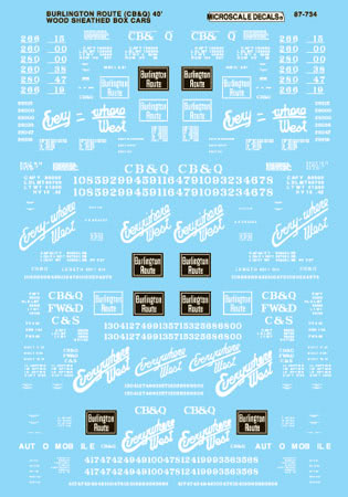 Microscale HO 87734 Chicago, Burlington & Quincy - CB&Q - 40' Wood-Sheathed Boxcars, 1915-1970