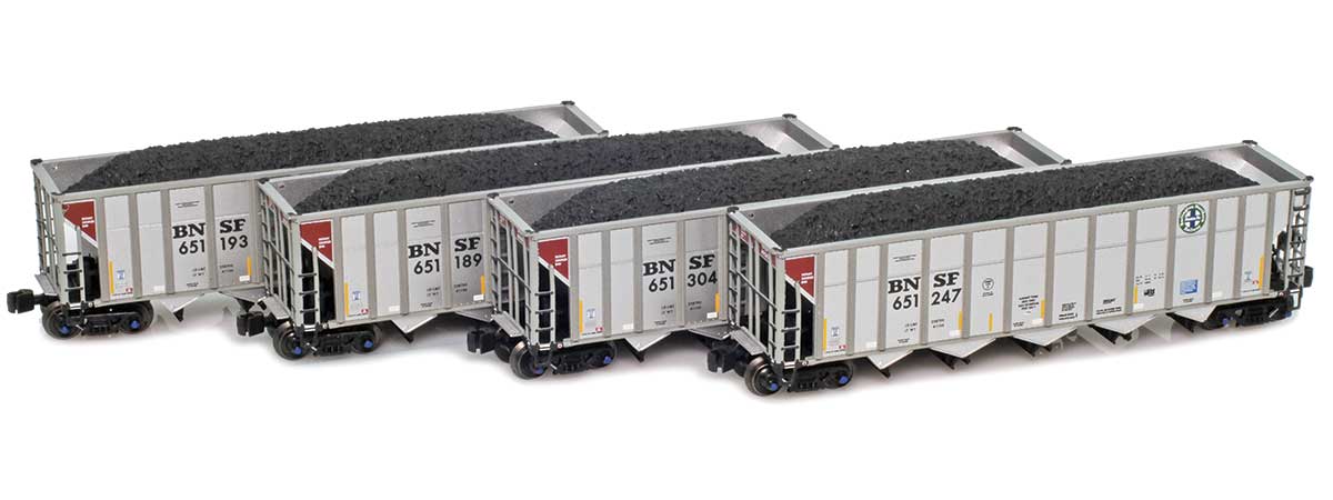 AZL 915702-1 Z Scale BNSF Circle Logo Autoflood III Hopper 651189, 651193, 651247, 651304 Set