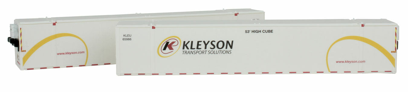 Con-Cor HO 488078 53' Hi-Cube Climate Controlled Container w/Nose Heater 2-Pack -- Kleysen Trucking #2 (white, yellow, black)
