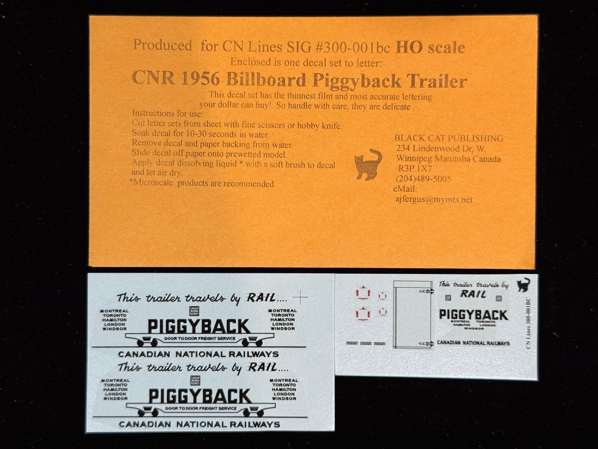 Black Cat Decals CNR1956 HO Billboard Piggyback Trailer SIG #300-001bc