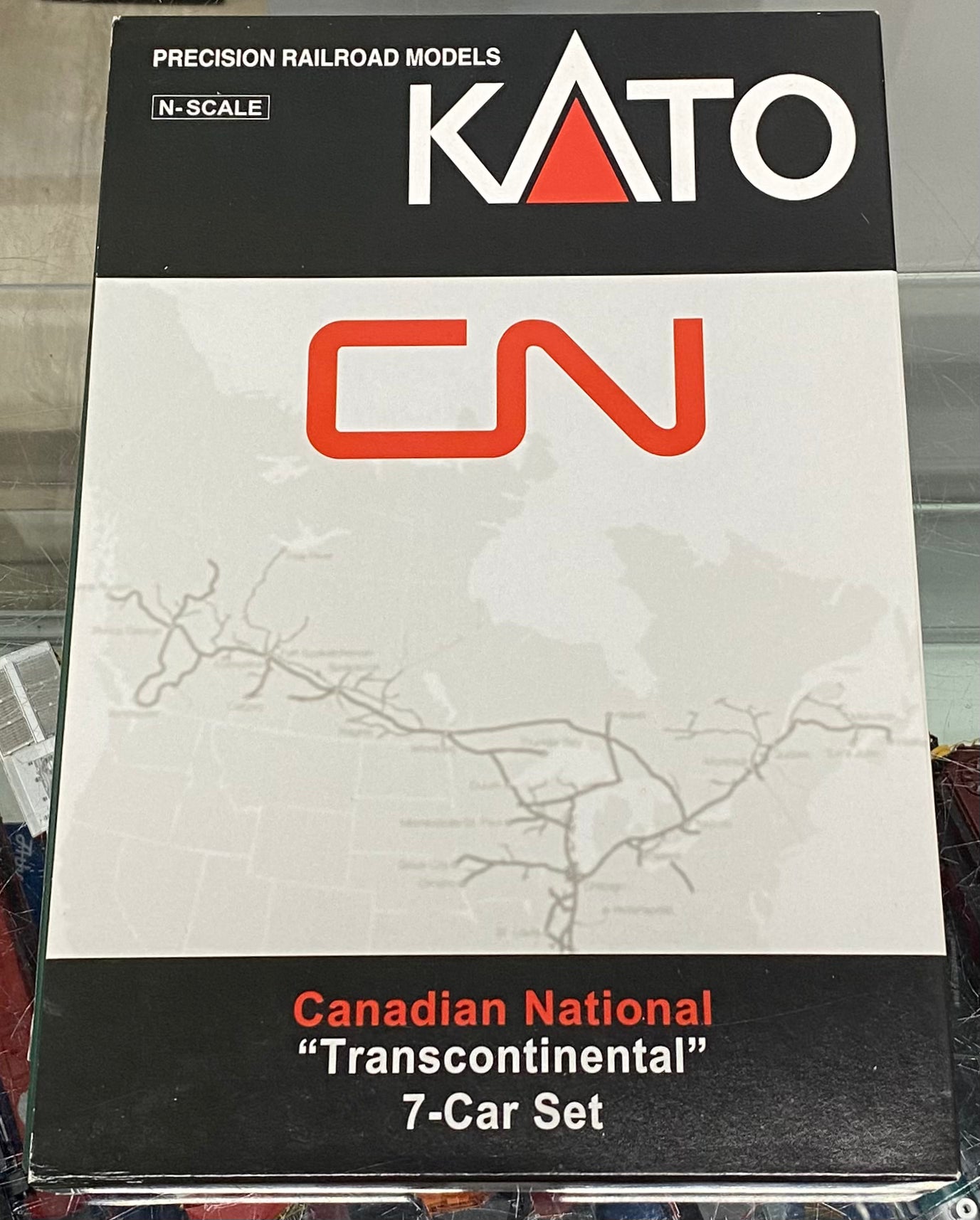 Kato 106-102-1 N 7 Car Set Transcontinental Passenger Cars Lighted Canadian National (CN)  (#4)