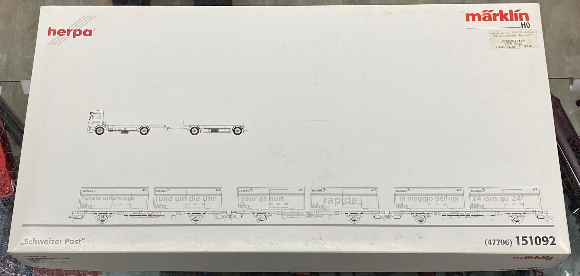 Marklin 151092 HO SBB-CFF-FFS Schweizer Post 3 Containerwagen mit Beladung NEU/OVP 4285