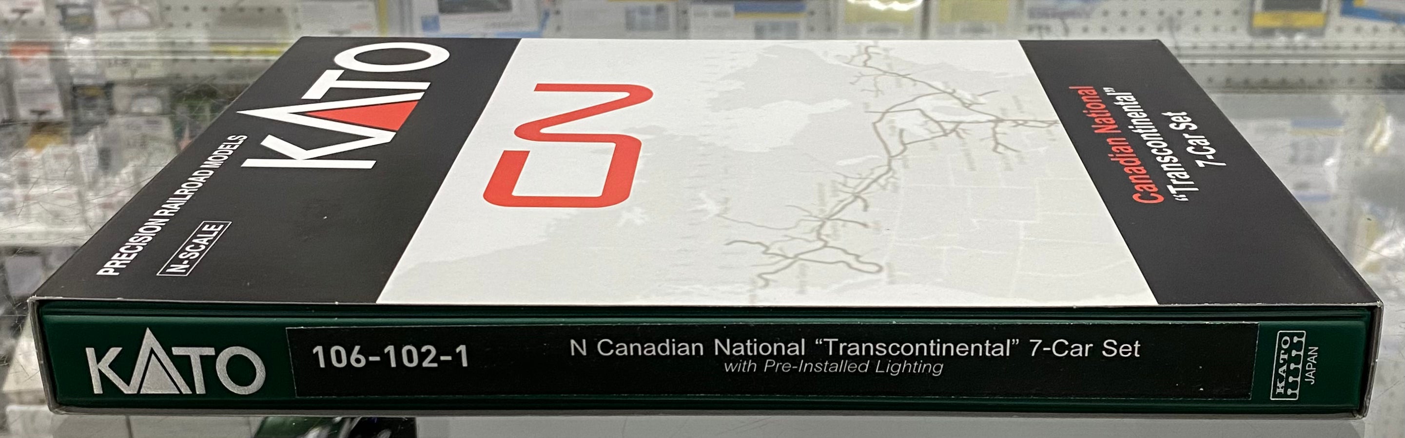 Kato 106-102-1 N 7 Car Set Transcontinental Passenger Cars Lighted Canadian National (CN) (#3)
