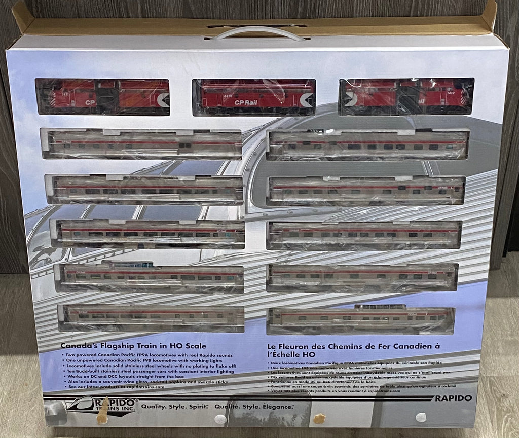 Rapido 210004 HO The Canadian 13 piece Set (Fully Lighted) Canadian Pacific Action Red (CP) 1411,1412,4476 DCC & Sound