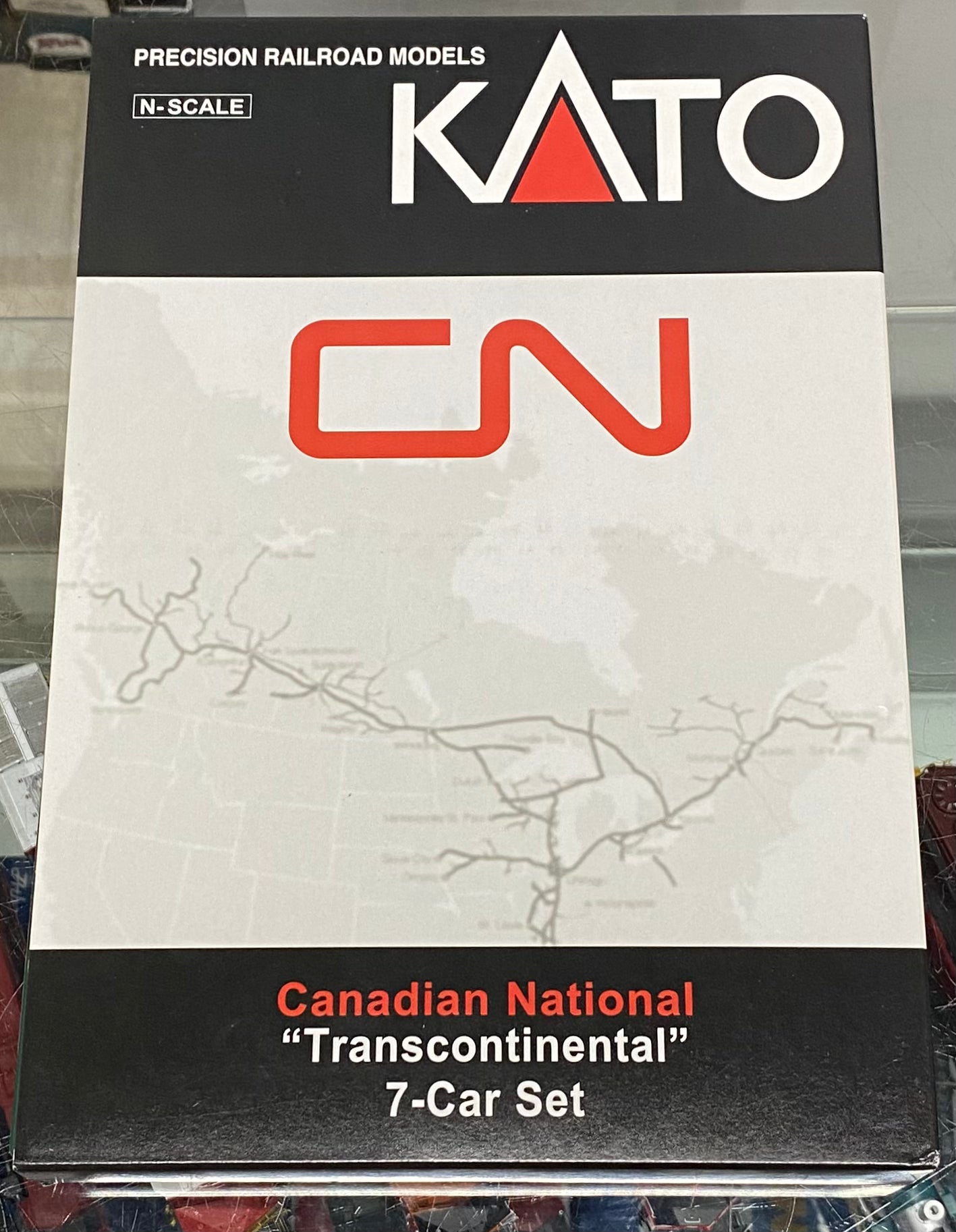 Kato 106-102-1 N 7 Car Set Transcontinental Passenger Cars Lighted Canadian National (CN) (#1)