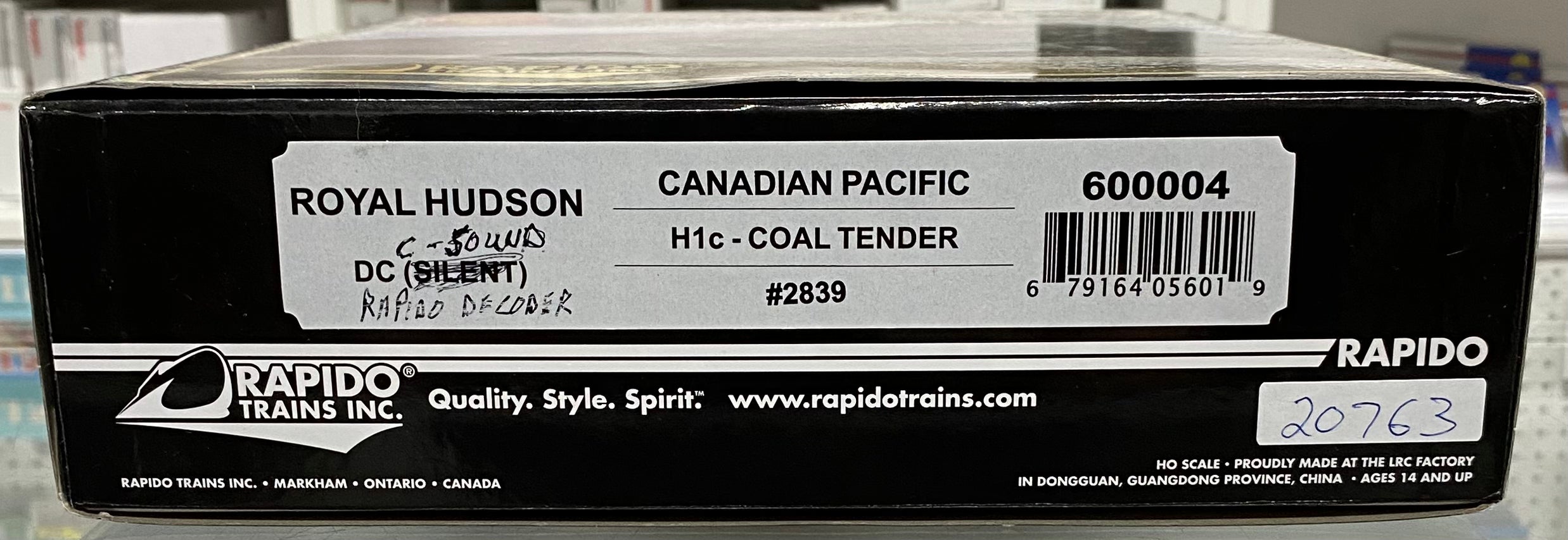 Rapido 600004 HO Royal Hudson H1c Coal Tender Steam Loco DCC/Sound Installed Canadian Pacific (CP) 2839 DCC & Sound