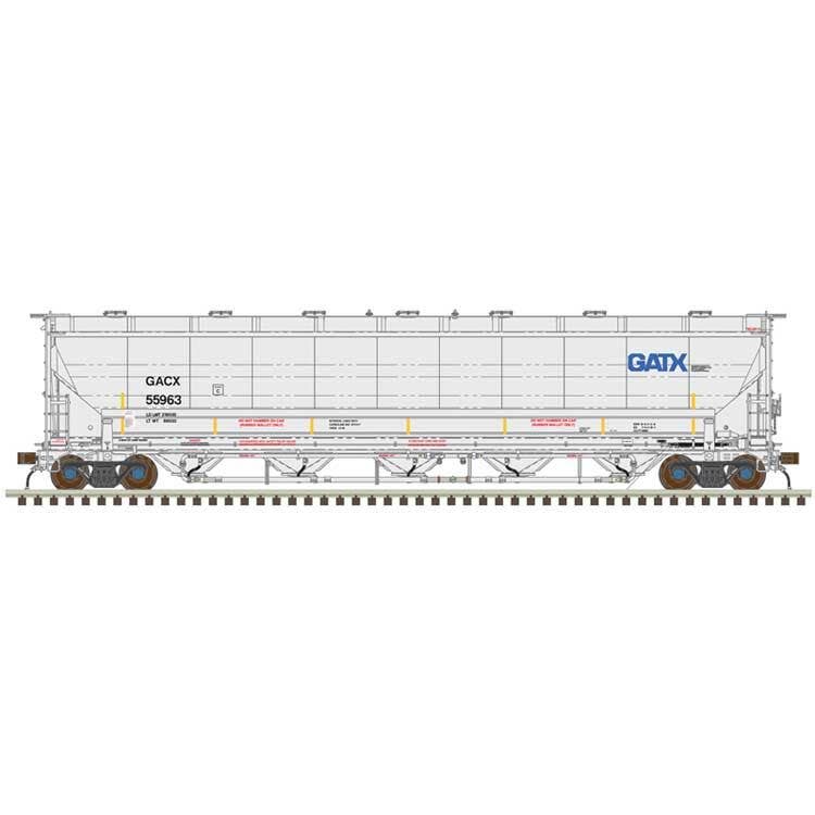 Atlas N 50006837 Trinity 5660 PD Covered Hopper - GATX GACX #55170 (gray, black, blue GATX Logo, yellow conspicuity stripes)