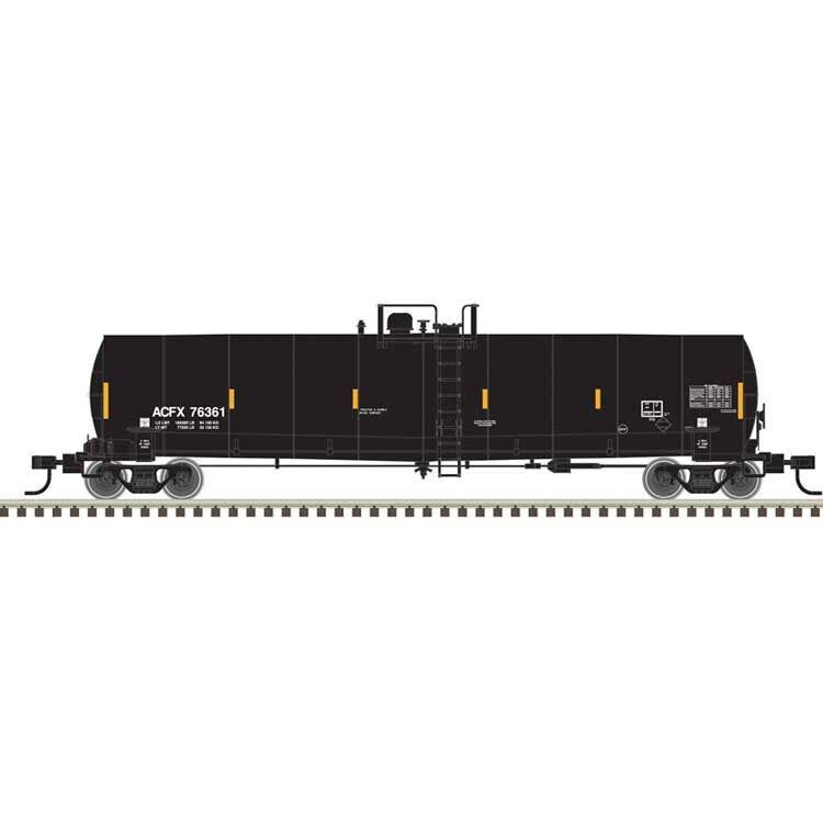 Atlas N 50006966 ACF 23,500-Gallon Tank Car - Master(R) - ACFX #76357 (black, reporting marks only, yellow conspicuity marks)