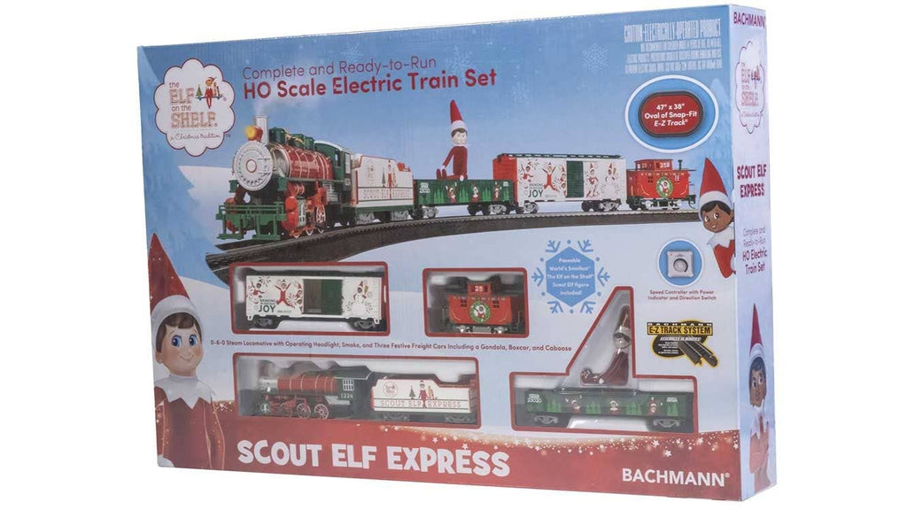 Bachmann HO 779 Elf on the Shelf(R) Scout Elf Express - Standard DC - 0-6-0, 3 Cars, 47 x 38" E-Z Track(R) Oval, Elf Figure, Speed Controller