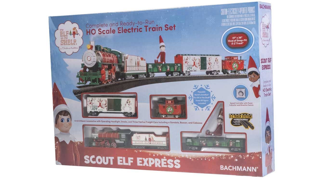 Bachmann HO 779 Elf on the Shelf(R) Scout Elf Express - Standard DC - 0-6-0, 3 Cars, 47 x 38" E-Z Track(R) Oval, Elf Figure, Speed Controller