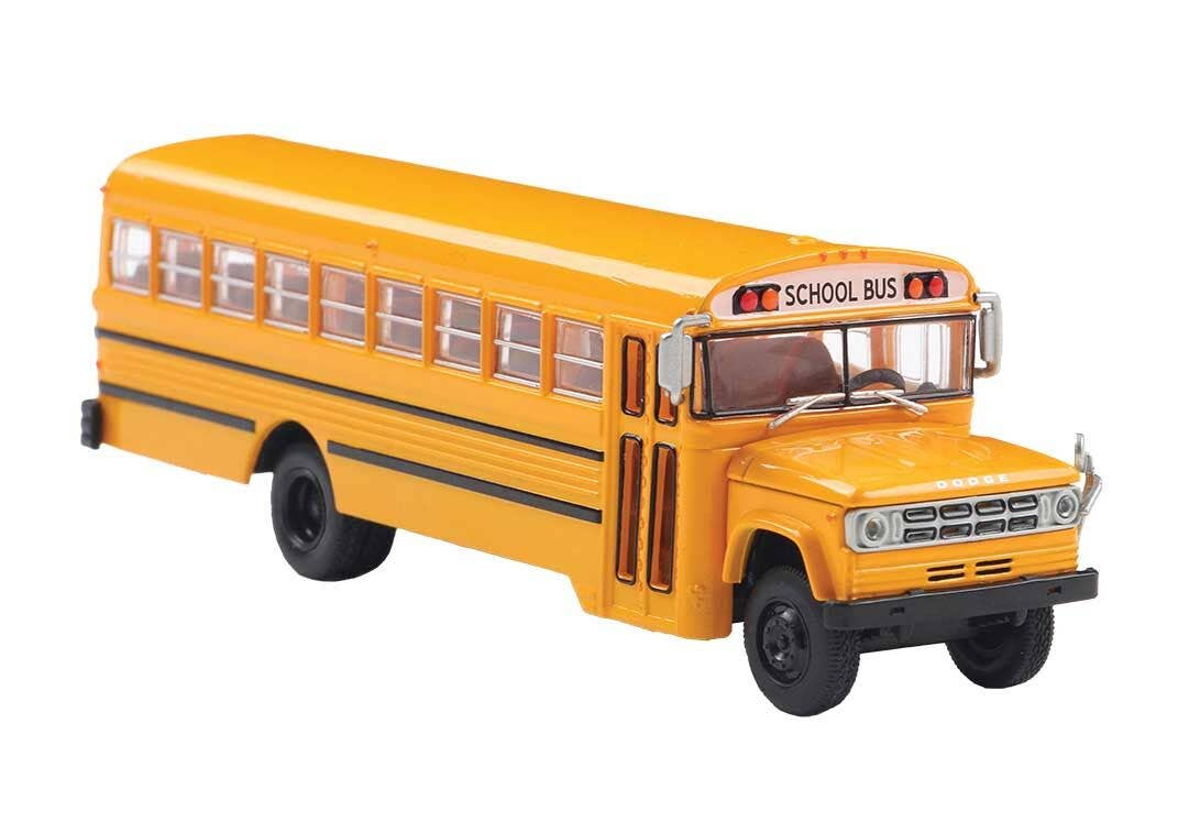 Brekina HO 61335 1960s-1970s Dodge S 600 Bus - Assembled - School Bus (yellow, black)