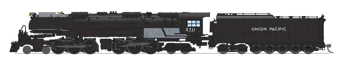 Broadway Limited Imports N 6982 4-6-6-4 Challenger Late Version - Sound, DCC and Smoke - Paragon4(TM) - Union Pacific #3711 (Oil Tender, Smoke Deflectors, black, graphite)