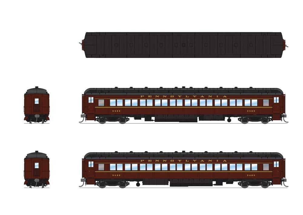 Broadway Limited Imports HO 8965 PRR 5-Car Set - PB70 Combine, 3 P70Coach, Z74D Business Observation Set - RTR - Pennsylvania Railroad #4780, 3420, 3575, 3706, 7504 Quaker City (Late 1940s)