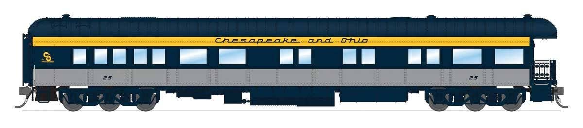 Broadway Limited Imports HO 9100 Heavyweight 5-Car Set - Combine, 3 P70 Coach, Business Car Set - Chesapeake & Ohio (blue, gray, yellow)
