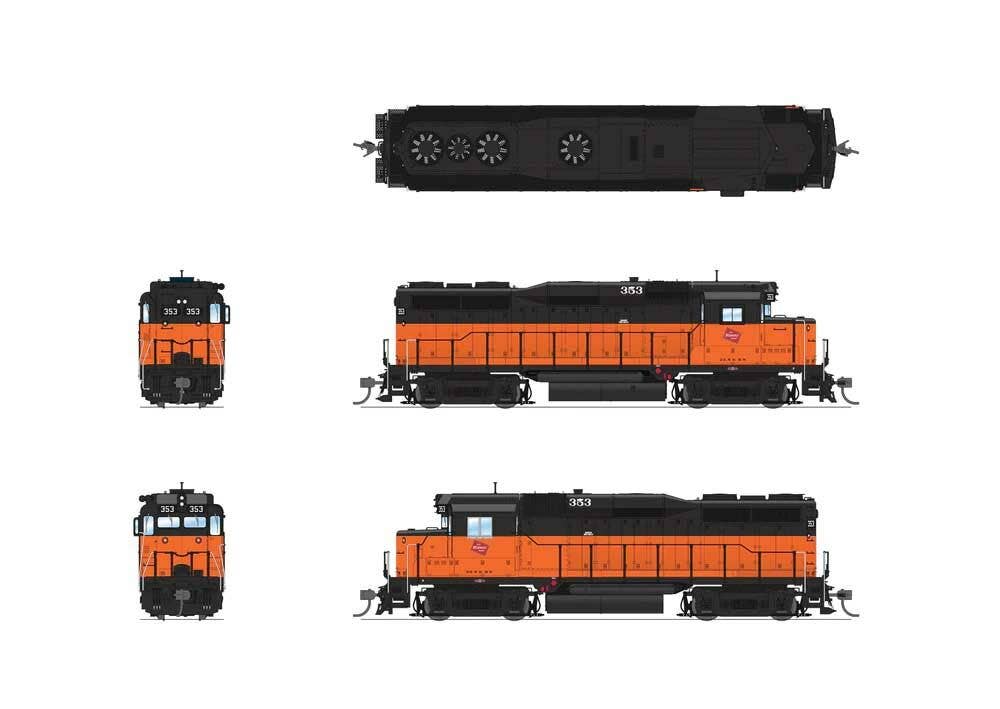 Broadway Limited Imports HO 9138 EMD GP30 - Sound and DCC - Paragon4(TM) - Milwaukee Road #354 (orange, black)
