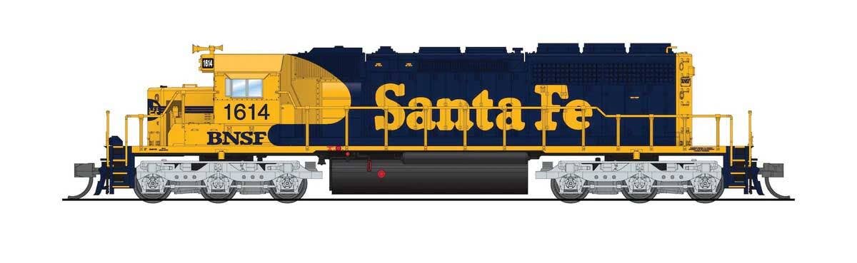 Broadway Limited Imports N 9460 EMD SD40-2 Low Nose - Sound and DCC - Paragon4 - BNSF Railway #1614 (Ex-Santa Fe Warbonnet, blue, yellow)