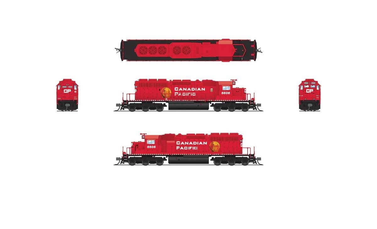 Broadway Limited Imports N 9464 EMD SD40-2 Low Nose - Sound and DCC - Paragon4 - Canadian Pacific #6606 (red, white, Golden Beaver Logo)
