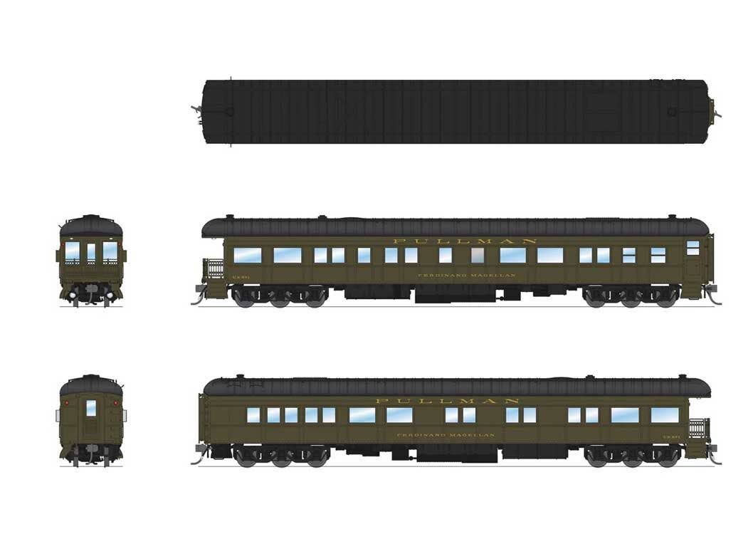 Broadway Limited Imports HO 9729 Heavyweight Business Car Observation - Pullman Ferdinand Magellan US #1 (Modern Museum Appearance, green)