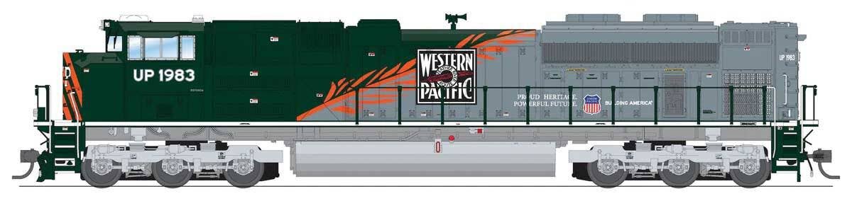 Broadway Limited Imports HO 9780 EMD SD70ACe - Sound, DCC and Smoke - Paragon4(TM) - Union Pacific #1983 (Western Pacific Heritage, green, silver)